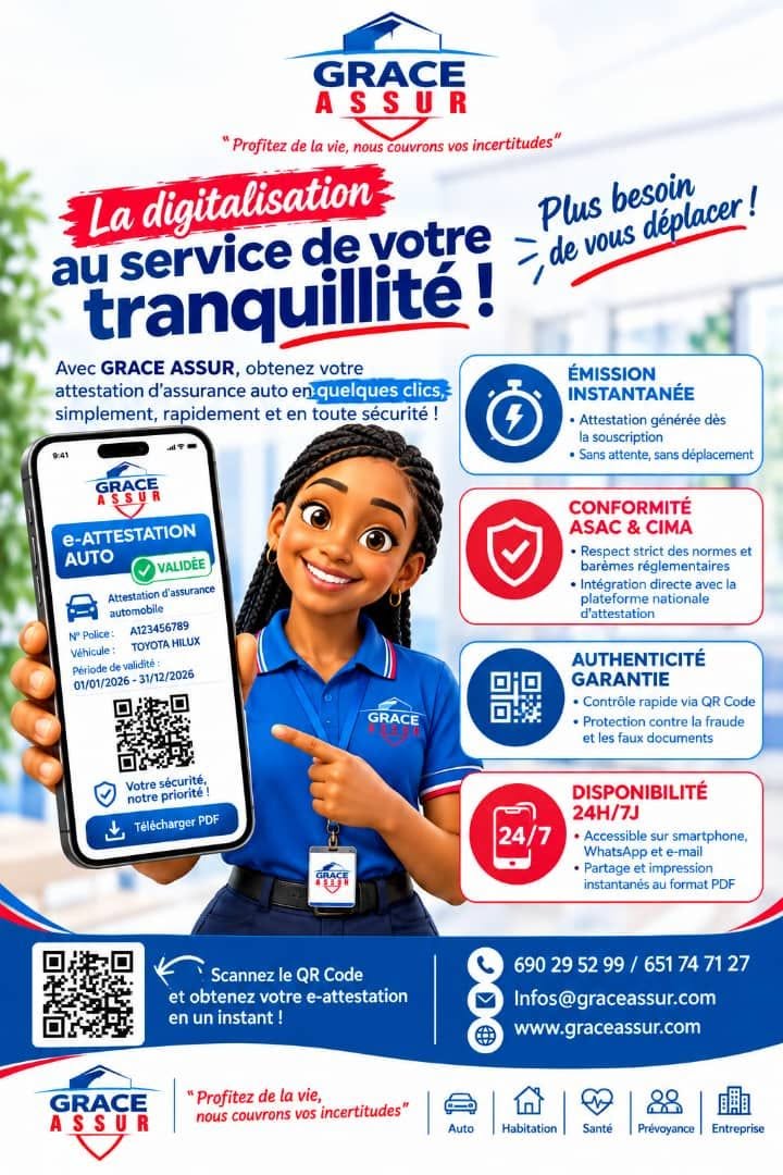Affiche Grace Assur sur l'attestation d'assurance auto numérique
